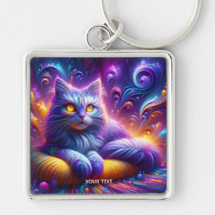 Llavero Fantasy Cute Blue Purple Cat
