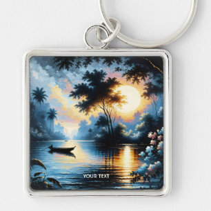Llavero Fantasy Cute Bote Sunset Lake