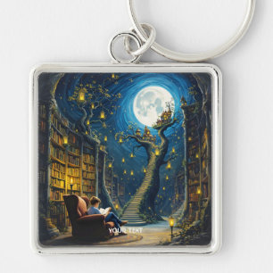Llavero Fantasy Cute Boy Tree Library