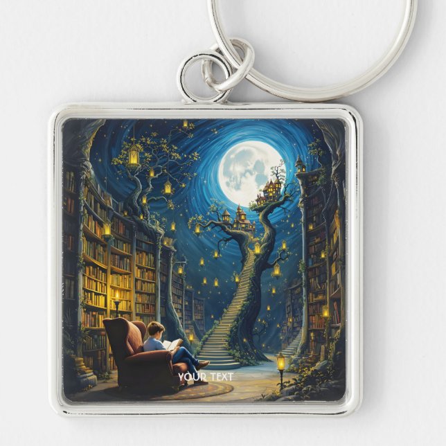 Llavero Fantasy Cute Boy Tree Library (Frente)