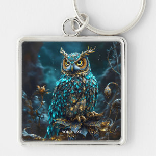 Llavero Fantasy Cute Brass Turquoise Owl