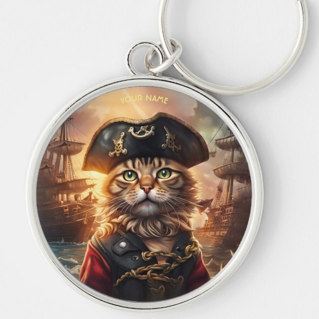 Llavero Fantasy Cute Cat Pirate Gorra (Frente)