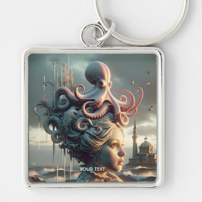 Llavero Fantasy Cute Chica Octopus Sea (Frente)