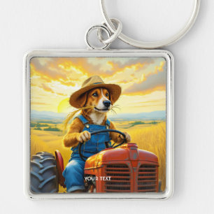 Llavero Fantasy Cute Dog Tractor Straw