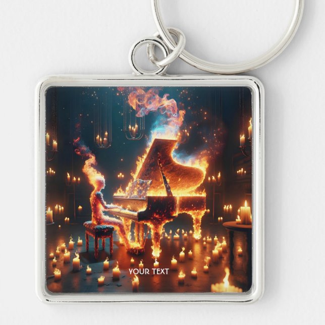 Llavero Fantasy Cute Fire Piano Chica (Frente)