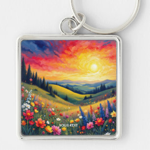 Llavero Fantasy Cute Hills Flores Sunset