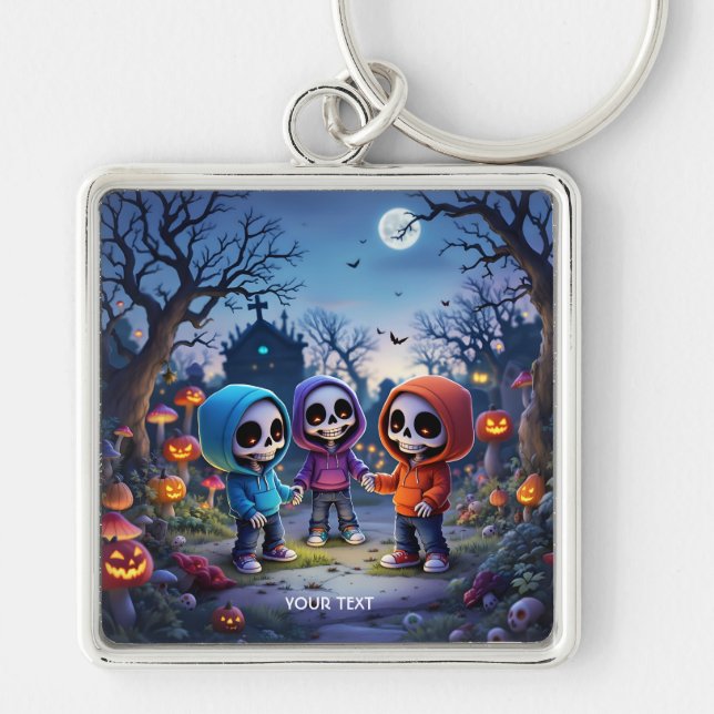 Llavero Fantasy Cute Laughing Chibi Skeletons (Frente)