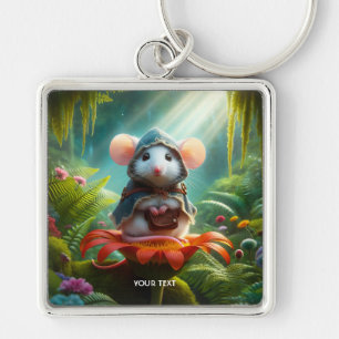 Llavero Fantasy Cute Mouse Gorra flor