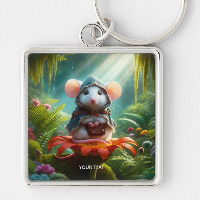 Llavero Fantasy Cute Mouse Gorra flor (Frente)