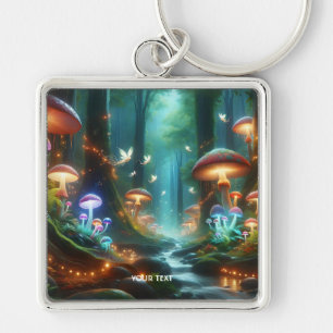 Llavero Fantasy Cute Mushrooms Forest Night