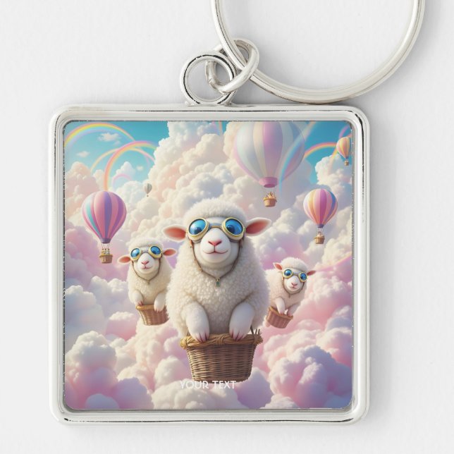 Llavero Fantasy Cute Pastel Family Sheep (Frente)