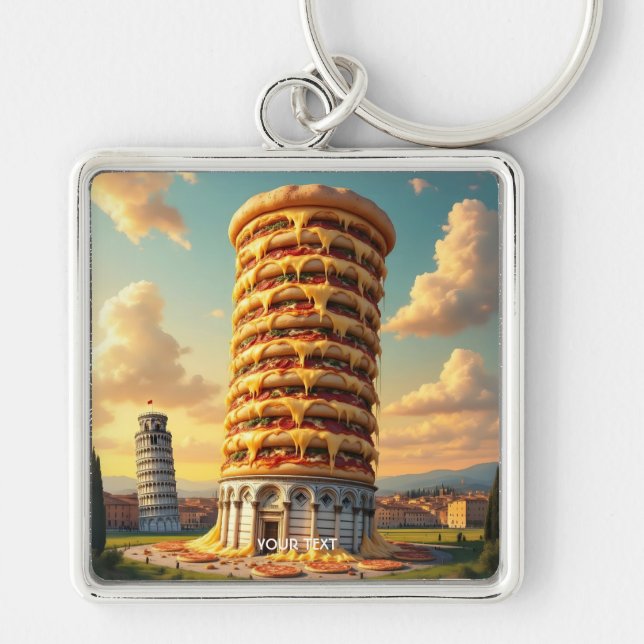 Llavero Fantasy Cute Pisa Tower Pizza (Frente)