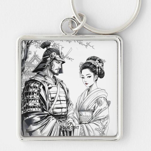 Llavero Fantasy Cute Samurai Geisha Lápiz (Frente)