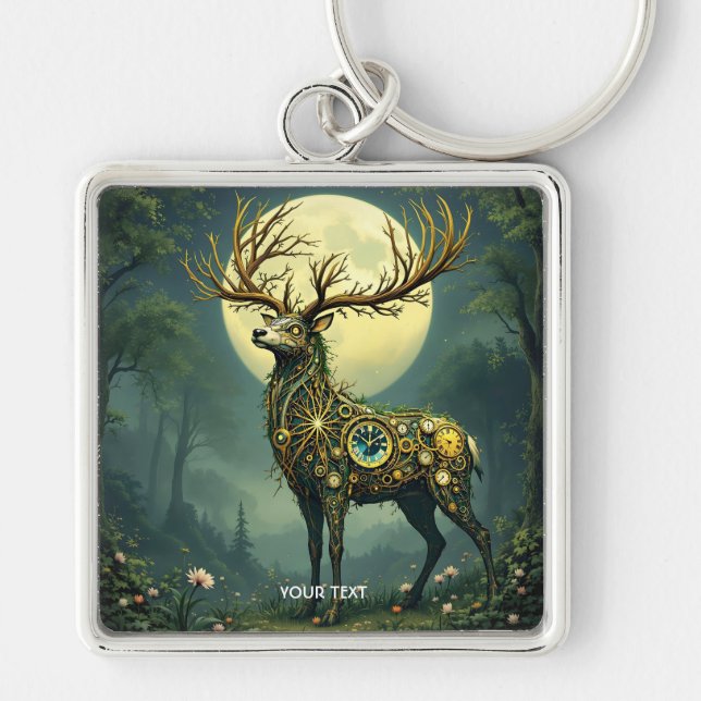Llavero Fantasy Cute Steampunk Deer Forest (Frente)