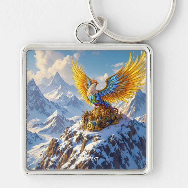Llavero Fantasy Cute Steampunk Mountains Phoenix (Frente)