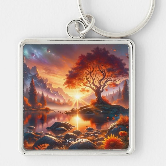 Llavero Fantasy Cute Sunset Naranja Tree (Frente)