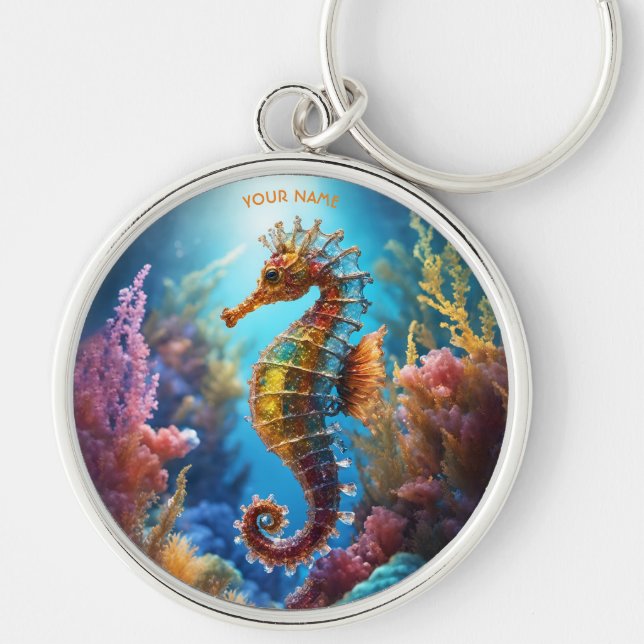 Llavero Fantasy Cute Transparent Crystal Seahorse (Frente)