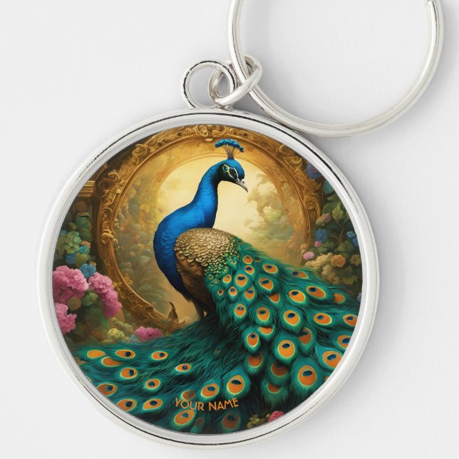 Llavero Fantasy Cute Vivid Romantic Peacock Retrato (Frente)