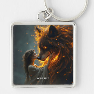 Llavero Fantasy Cute Wolf Chica Fire