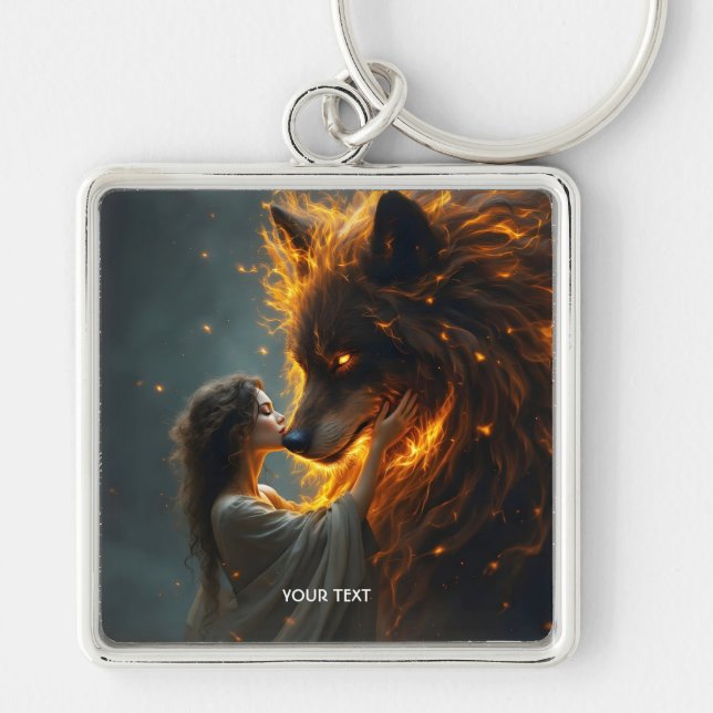 Llavero Fantasy Cute Wolf Chica Fire (Frente)