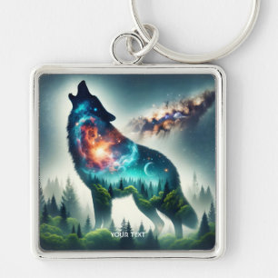 Llavero Fantasy Cute Wolf Forest Space