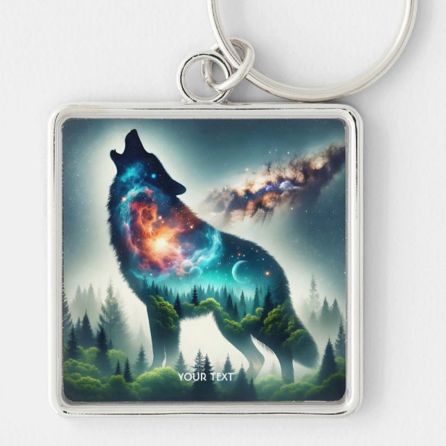 Llavero Fantasy Cute Wolf Forest Space (Frente)