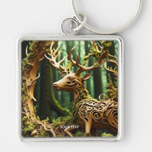 Llavero Fantasy Cute Wooden Carving Deer