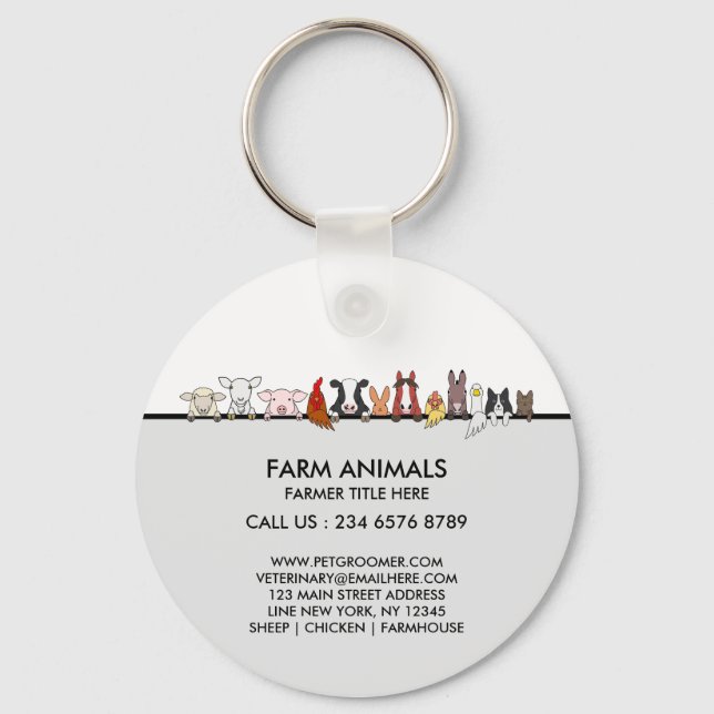 Llavero Farm Animals Sheep Chicken Cow brand gift (Anverso)