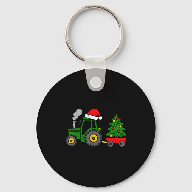 Llavero Farm Christmas Tractor Tree Xmas Truck Boys Kids T (Anverso)