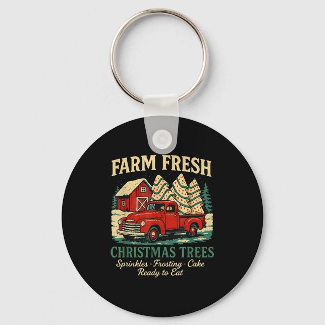 Llavero Farm Fresh Debbie Christmas Cake Retro Red Truck H (Anverso)