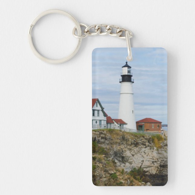 Llavero Faro de Portland Headlight en costa rocosa (Frente)