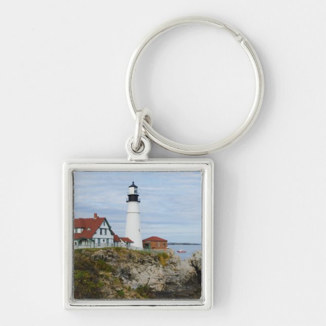 Llavero Faro de Portland Headlight en la orilla rocosa (Frente)