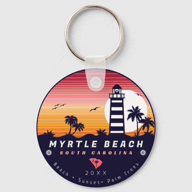 Llavero Faro Myrtle Beach SC Retro Sunset Souvenirs (Anverso)