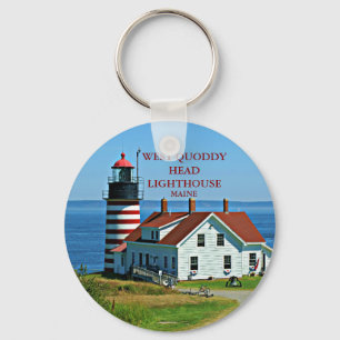 Llavero Faro West Quoddy Head, Maine Round Keychain