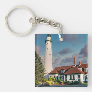 Llavero Faro Wind Point en el lago Michigan