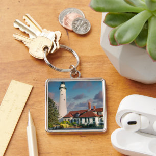 Llavero Faro Wind Point en el lago Michigan