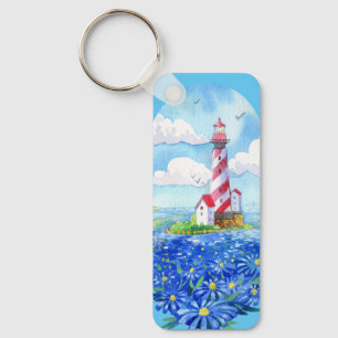 Llavero Faro y arte floral de las mareas azules