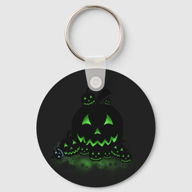 Llavero Farolitos de Jack O Lanterns de Halloween negro br (Anverso)