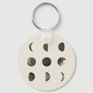 Llavero Fases de la acuarela lunar de la luna