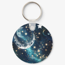 Llavero - Fases de la Luna Celestial Azul Hielo