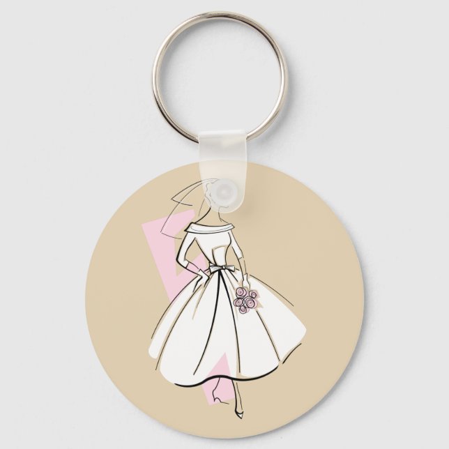 Llavero Fashion Bride Neutral keychain round (Anverso)
