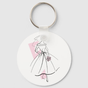 Llavero Fashion Bride Pink keychain round