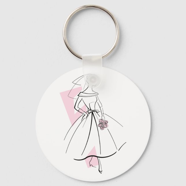 Llavero Fashion Bride Pink keychain round (Anverso)