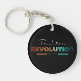 Llavero Fashion Revolution Retro Tipográfico Negro Acrílic