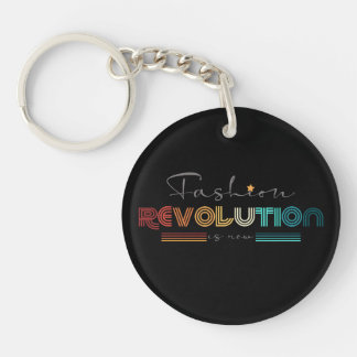 Llavero Fashion Revolution Retro Tipográfico Negro Acrílic