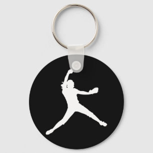 Llavero Fastpitch Silhouette Keychain White en negro