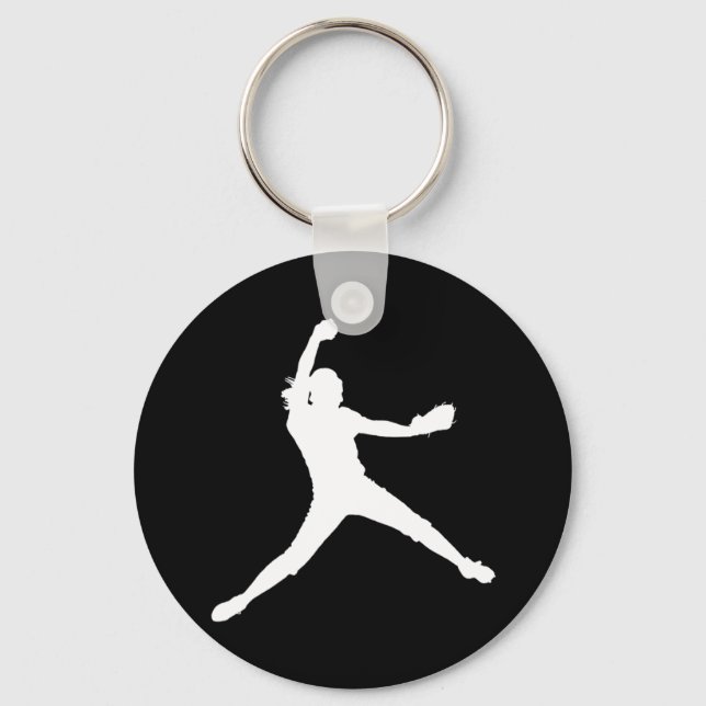 Llavero Fastpitch Silhouette Keychain White en negro (Anverso)