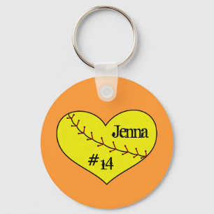 Llavero Fastpitch Softball Heart Key Chain