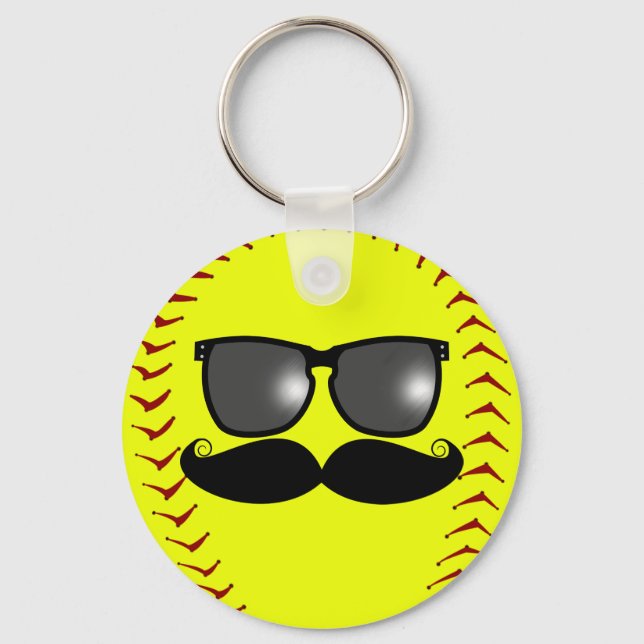 Llavero Fastpitch Softball Mustache Keychain (Anverso)