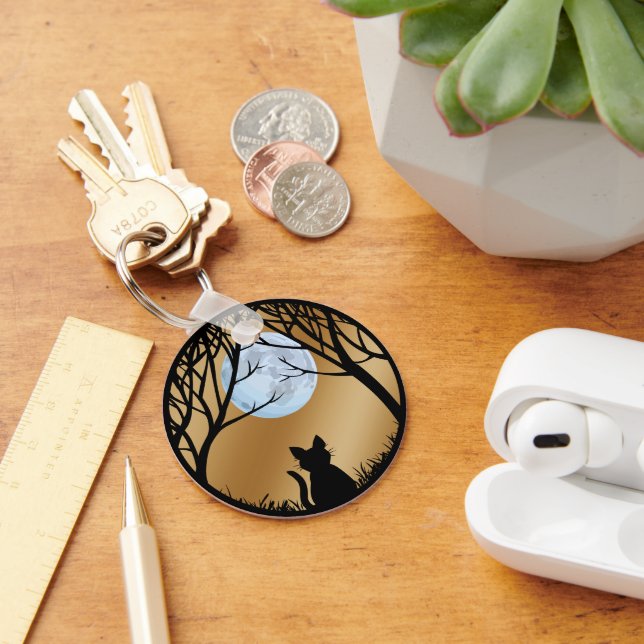 Llavero Fat Cat Keychain Black Cat Gifts Pet Keychains (Escritorio )